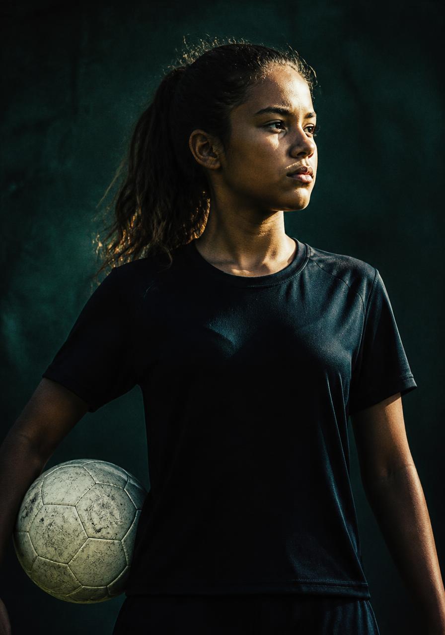 Retrato de jovem atleta em luz dramática